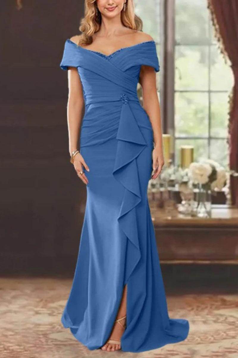 Sheath Off the Shoulder Sleeveless Floor Length Mother Dresses CM0379