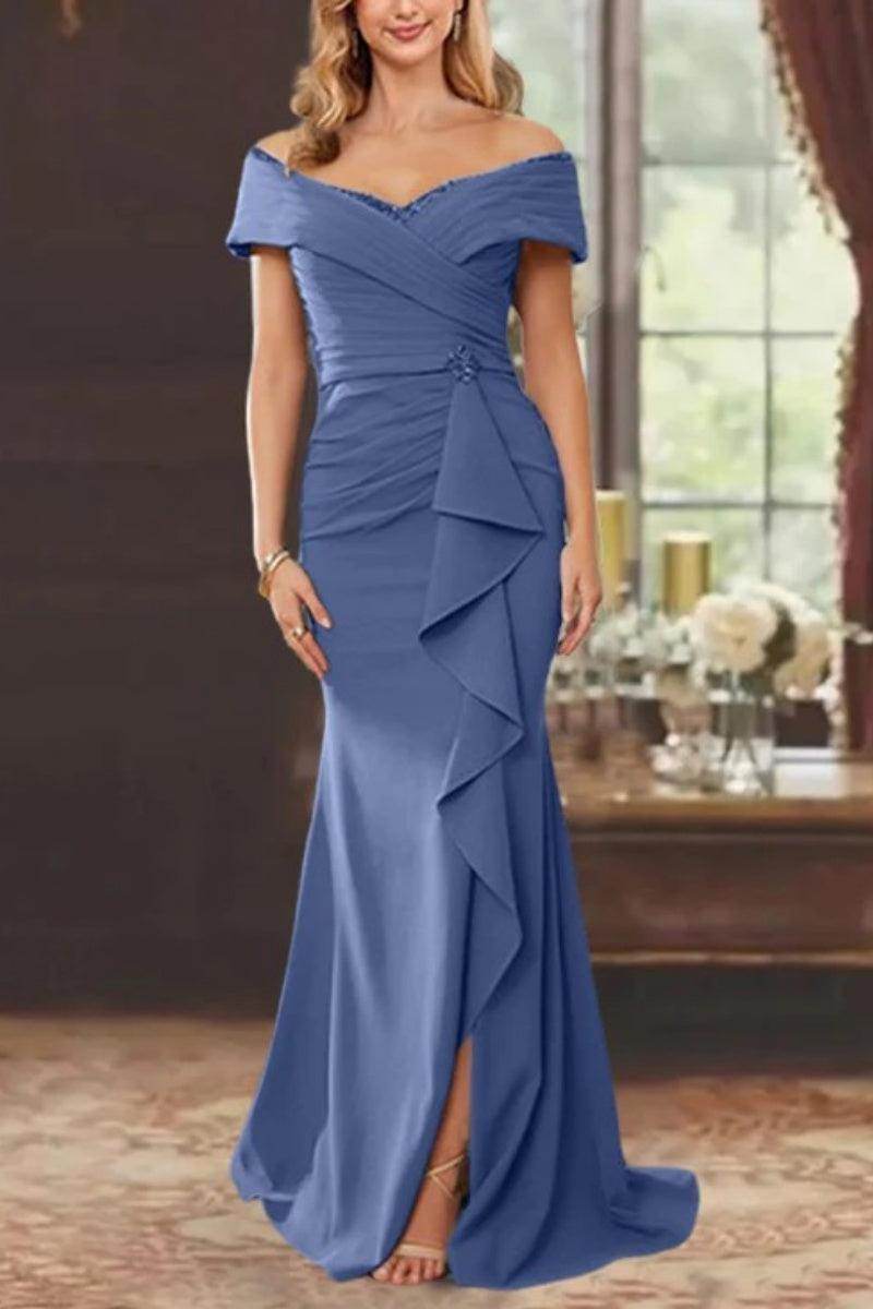 Sheath Off the Shoulder Sleeveless Floor Length Mother Dresses CM0379