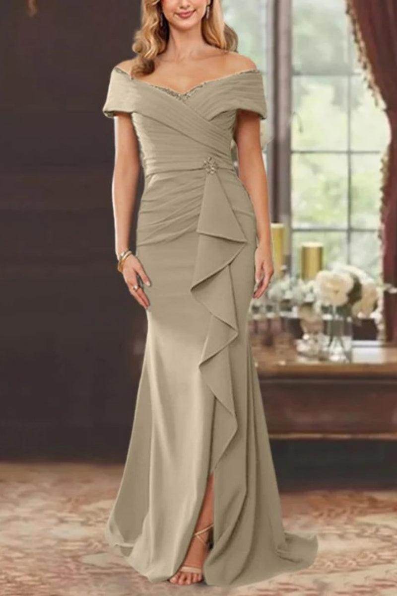 Sheath Off the Shoulder Sleeveless Floor Length Mother Dresses CM0379