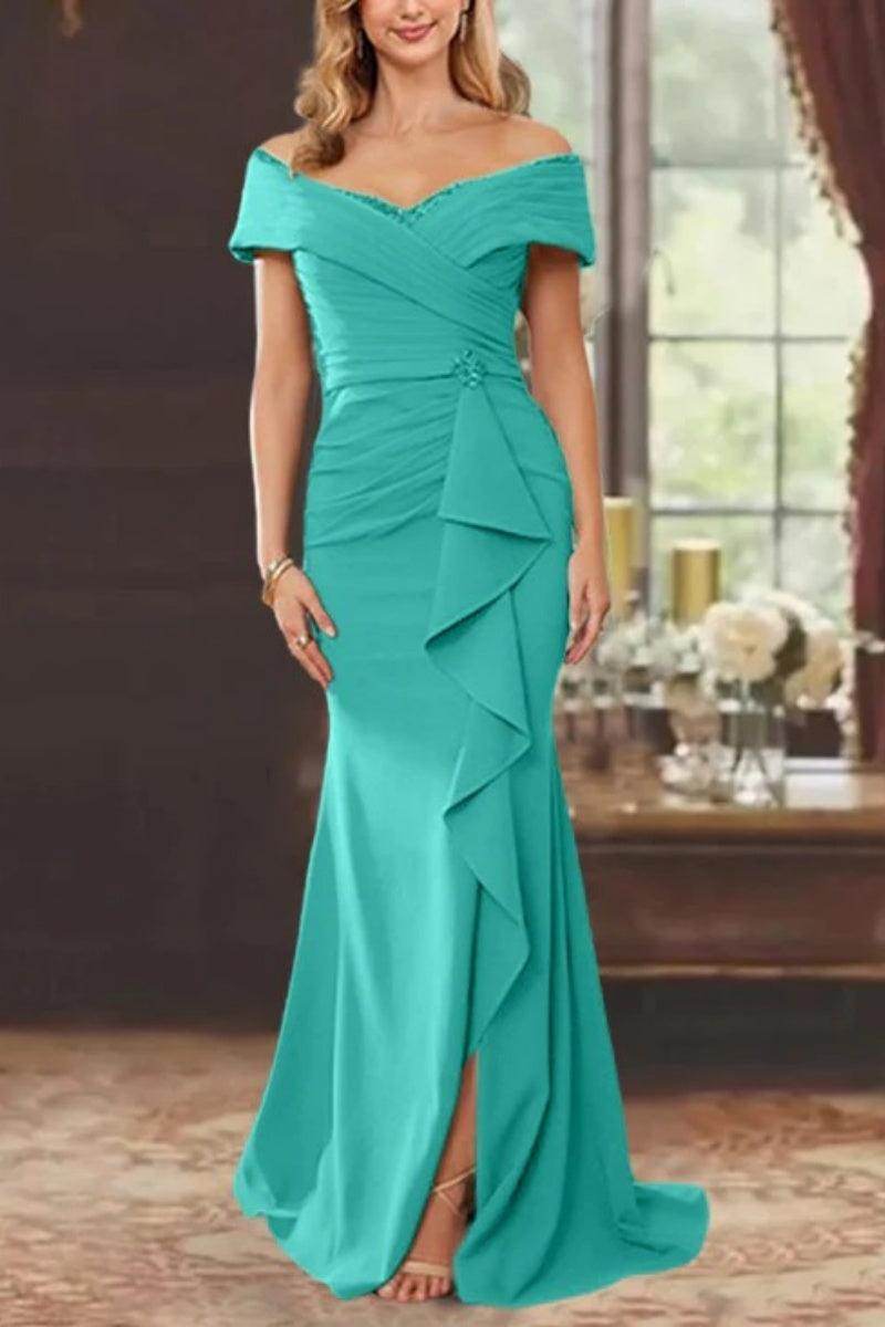 Sheath Off the Shoulder Sleeveless Floor Length Mother Dresses CM0379
