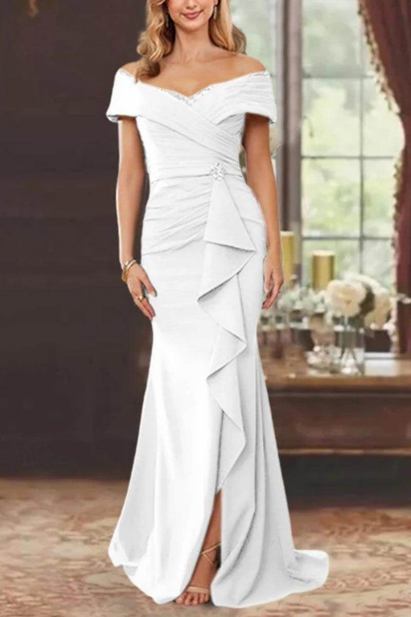 Sheath Off the Shoulder Sleeveless Floor Length Mother Dresses CM0379