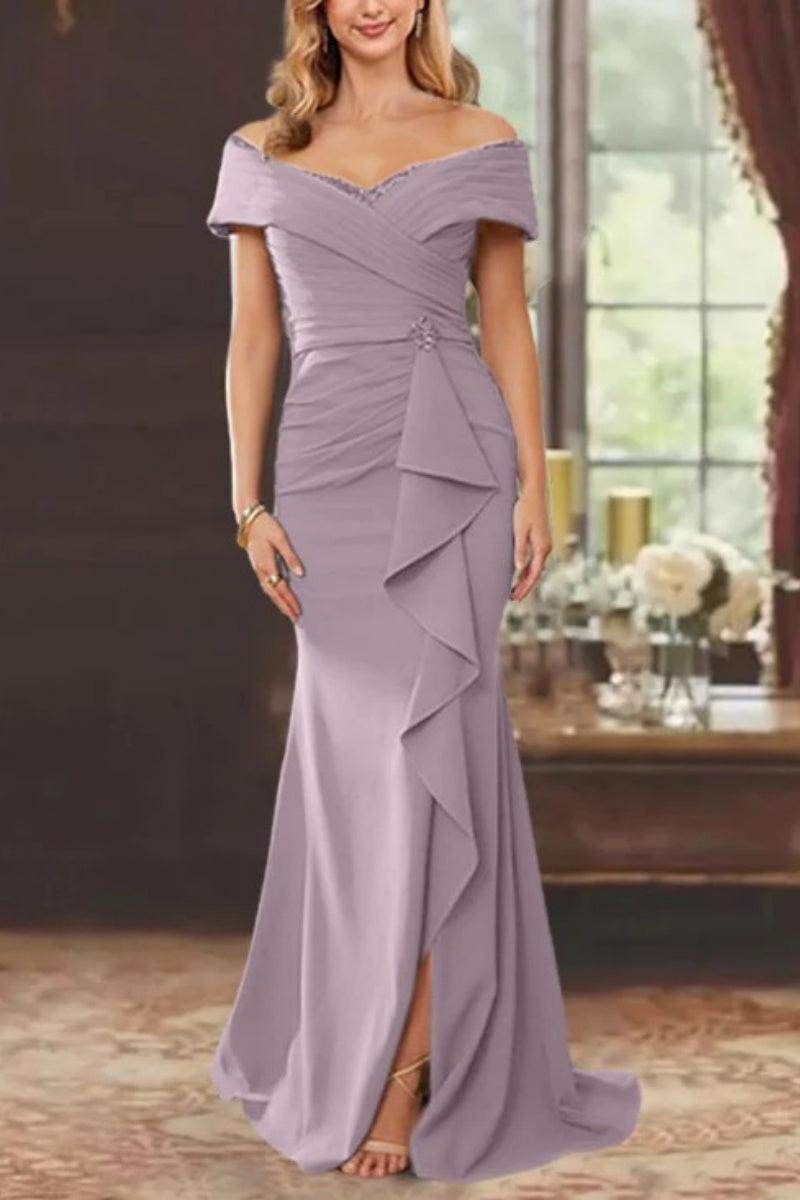 Sheath Off the Shoulder Sleeveless Floor Length Mother Dresses CM0379