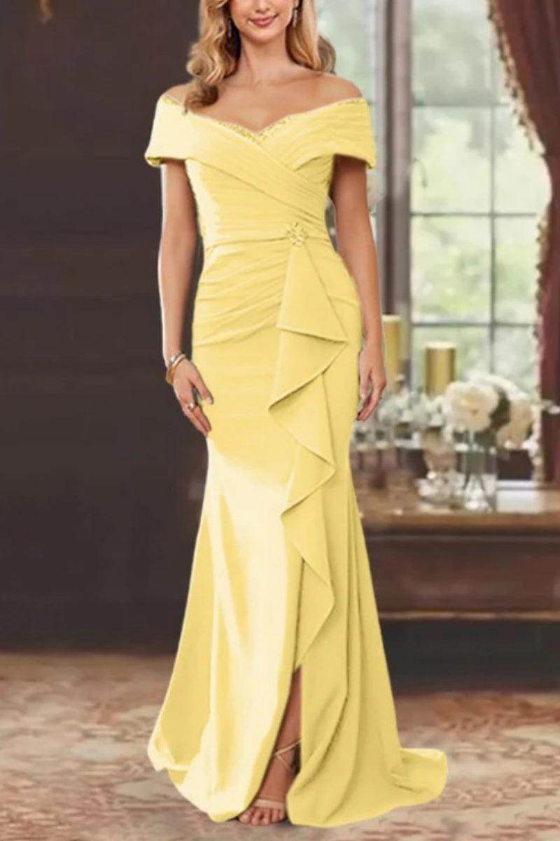 Sheath Off the Shoulder Sleeveless Floor Length Mother Dresses CM0379