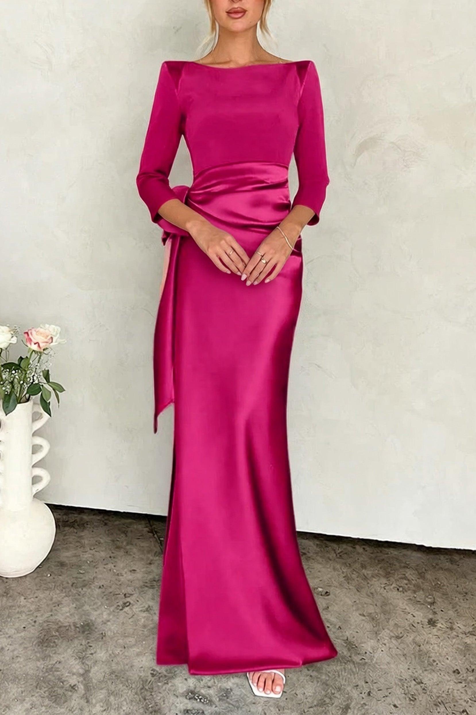 Sheath Scoop 3/4 Length Sleeves Floor Length Mother Dresses CM0380