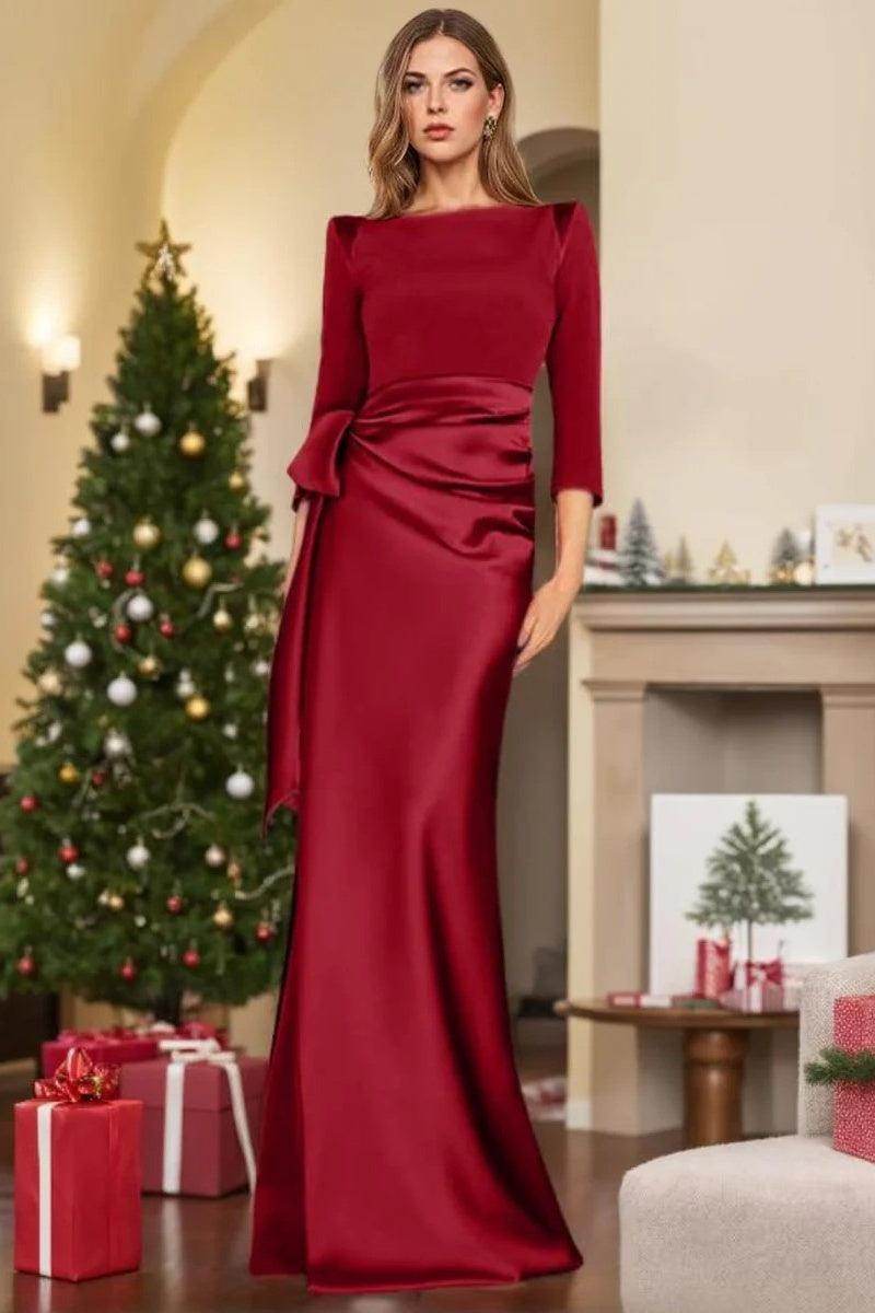 Sheath Scoop 3/4 Length Sleeves Floor Length Mother Dresses CM0380