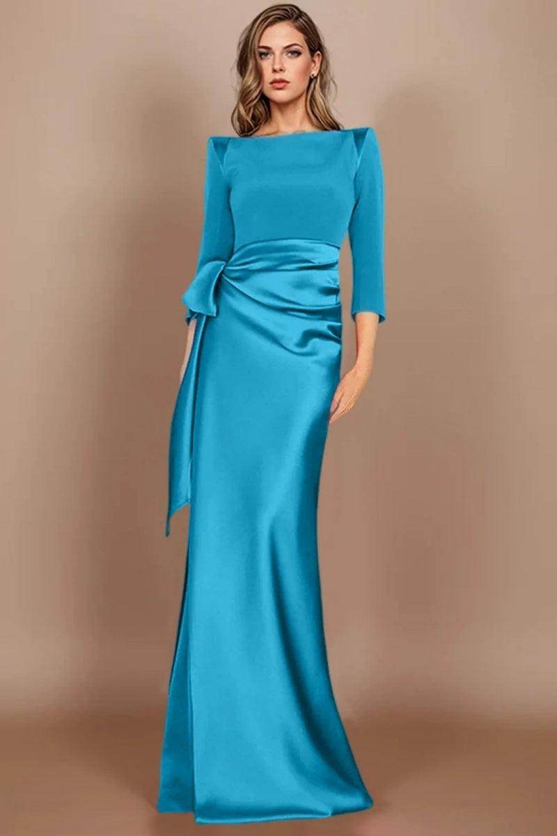 Sheath Scoop 3/4 Length Sleeves Floor Length Mother Dresses CM0380