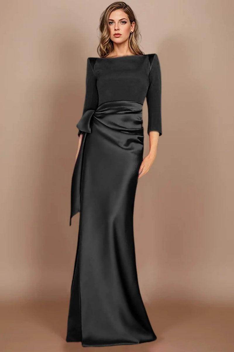 Sheath Scoop 3/4 Length Sleeves Floor Length Mother Dresses CM0380