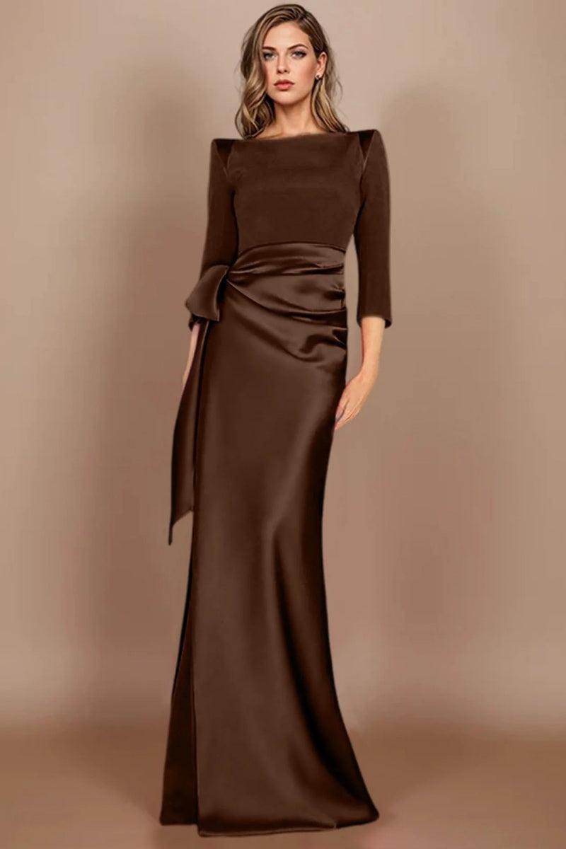 Sheath Scoop 3/4 Length Sleeves Floor Length Mother Dresses CM0380