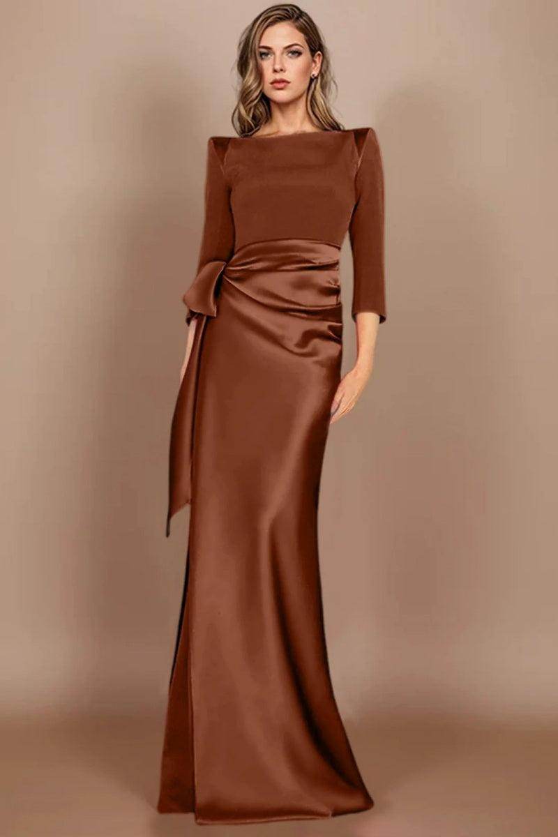 Sheath Scoop 3/4 Length Sleeves Floor Length Mother Dresses CM0380