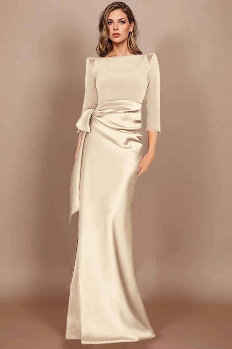 Sheath Scoop 3/4 Length Sleeves Floor Length Mother Dresses CM0380