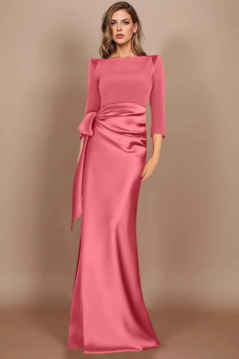 Sheath Scoop 3/4 Length Sleeves Floor Length Mother Dresses CM0380