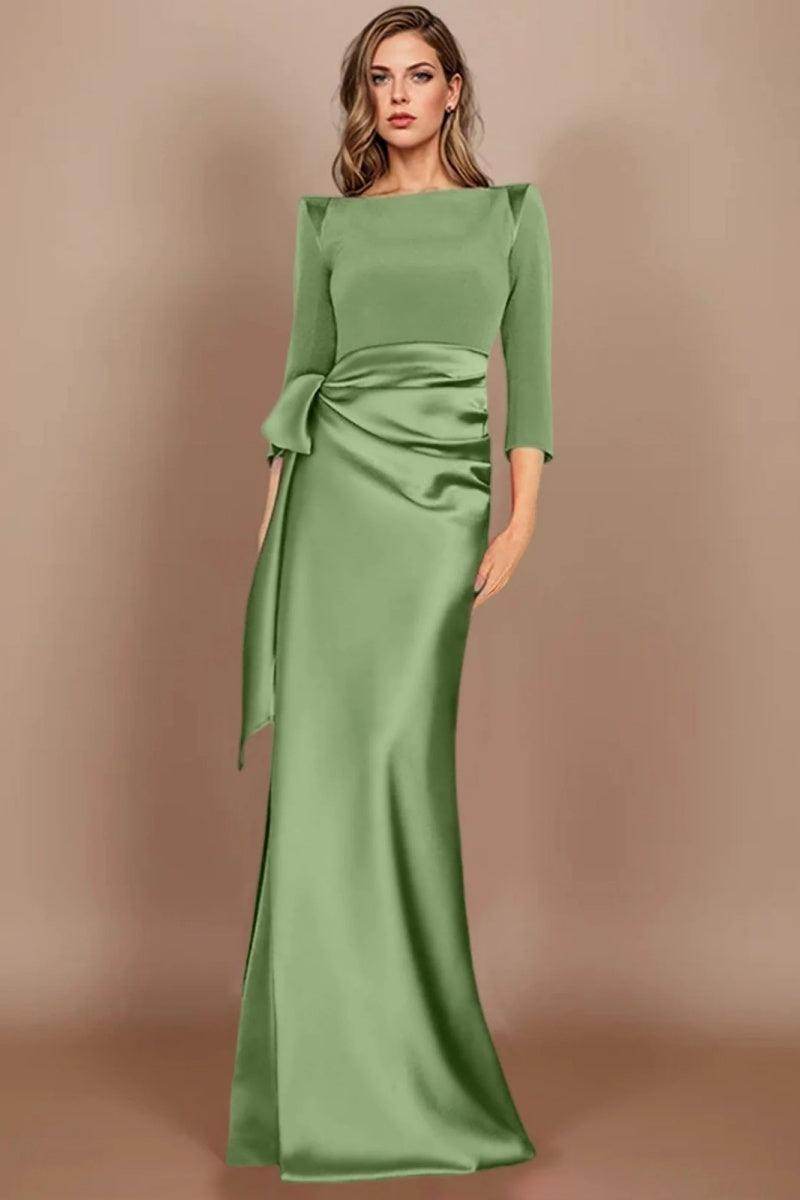 Sheath Scoop 3/4 Length Sleeves Floor Length Mother Dresses CM0380
