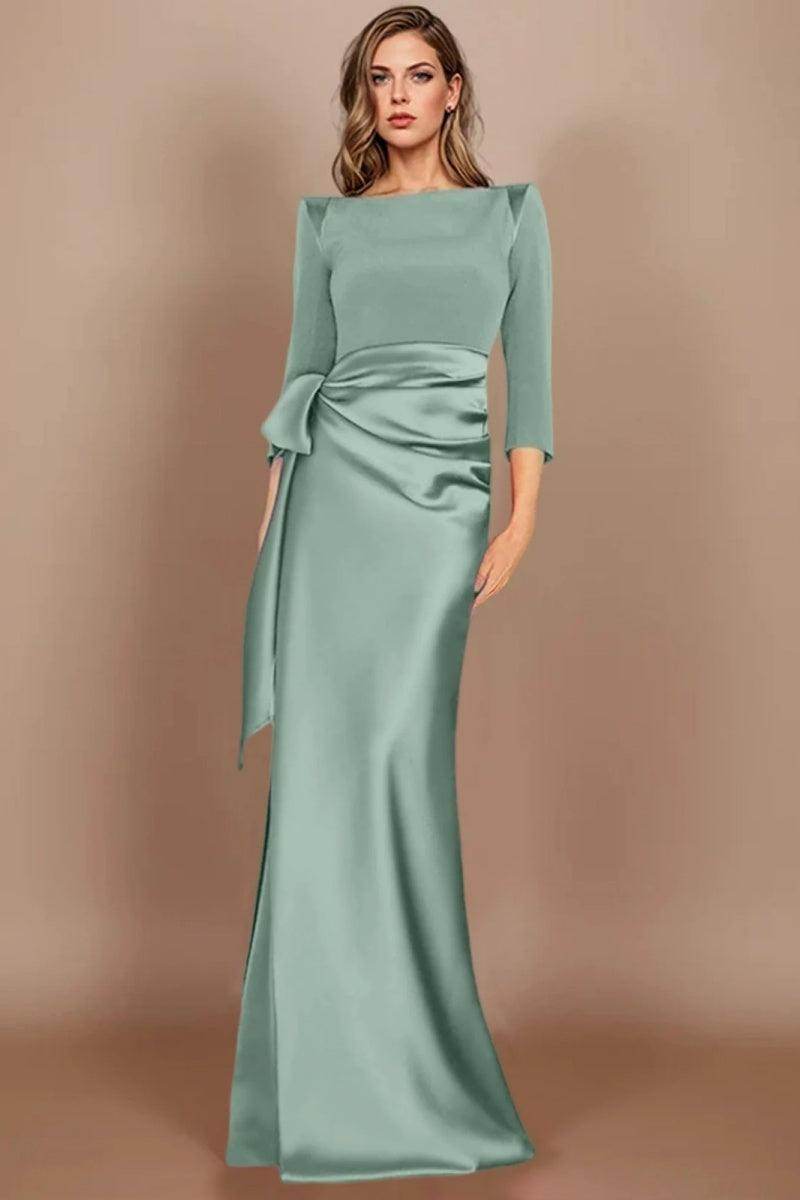 Sheath Scoop 3/4 Length Sleeves Floor Length Mother Dresses CM0380