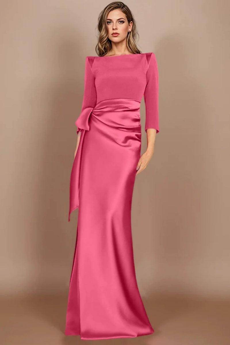 Sheath Scoop 3/4 Length Sleeves Floor Length Mother Dresses CM0380