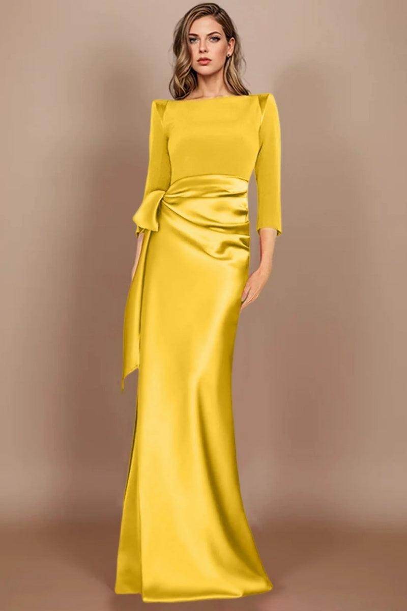 Sheath Scoop 3/4 Length Sleeves Floor Length Mother Dresses CM0380