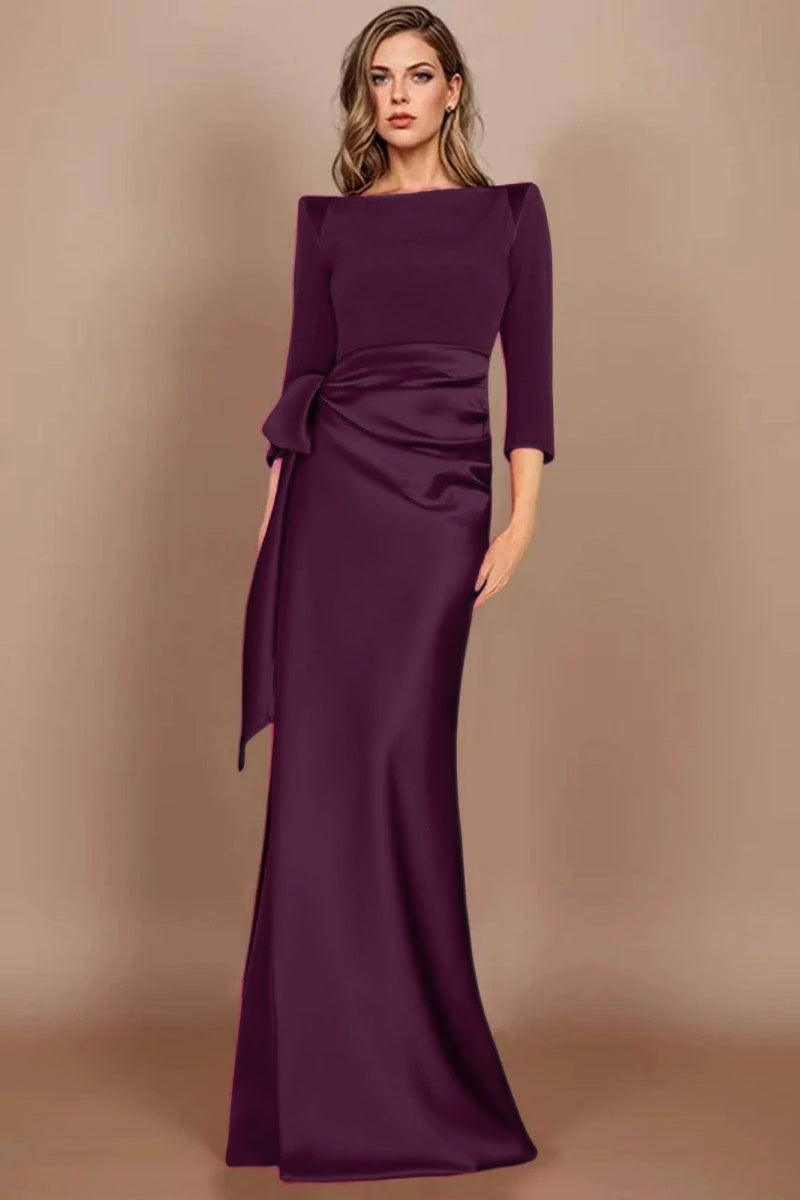 Sheath Scoop 3/4 Length Sleeves Floor Length Mother Dresses CM0380
