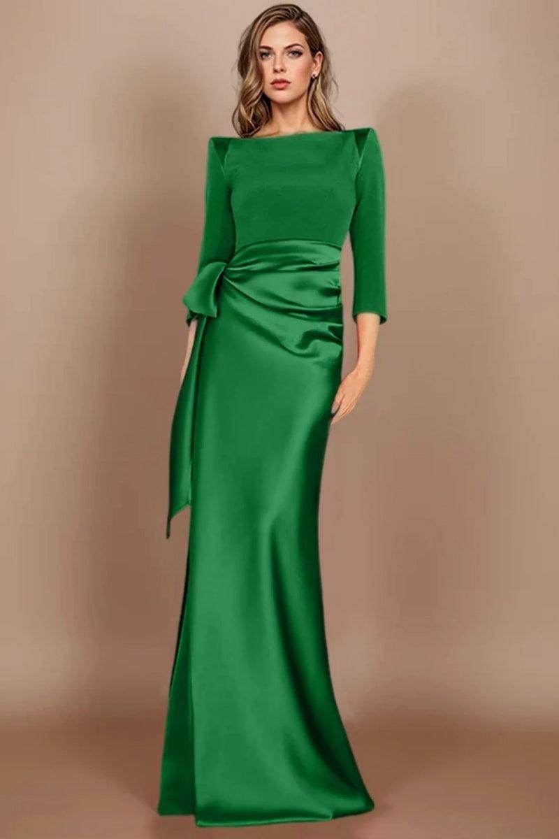 Sheath Scoop 3/4 Length Sleeves Floor Length Mother Dresses CM0380