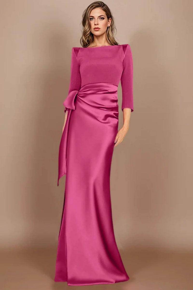 Sheath Scoop 3/4 Length Sleeves Floor Length Mother Dresses CM0380
