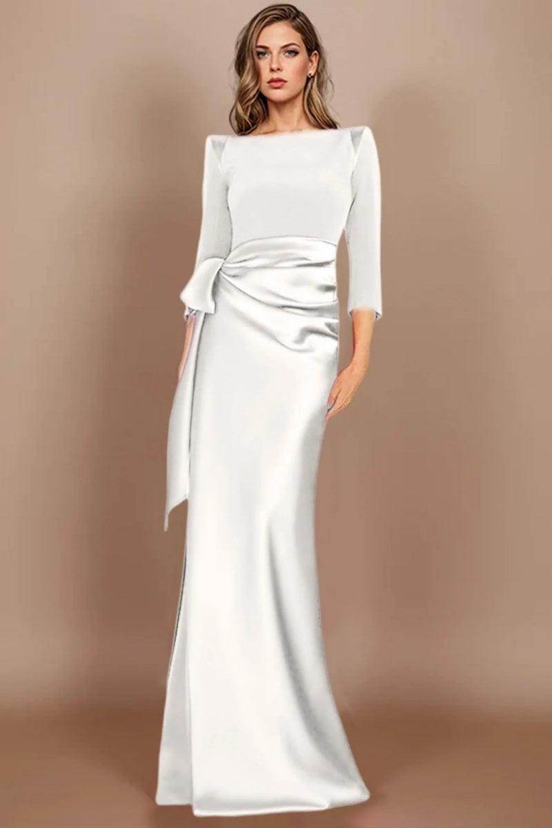 Sheath Scoop 3/4 Length Sleeves Floor Length Mother Dresses CM0380