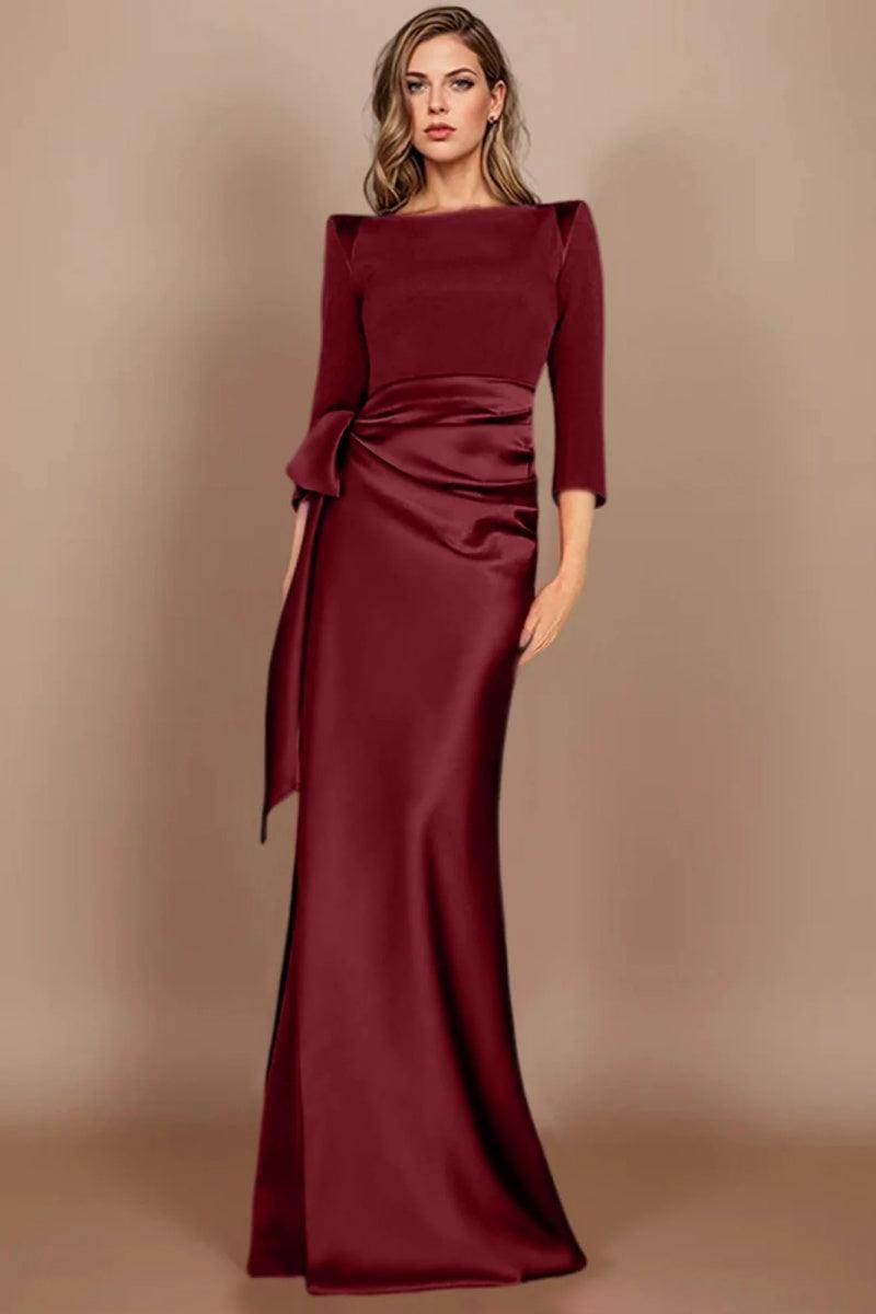Sheath Scoop 3/4 Length Sleeves Floor Length Mother Dresses CM0380