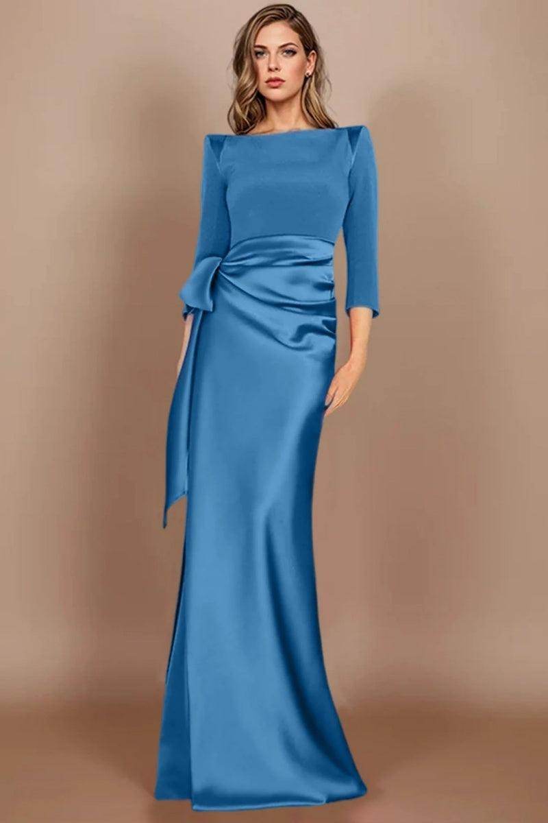 Sheath Scoop 3/4 Length Sleeves Floor Length Mother Dresses CM0380