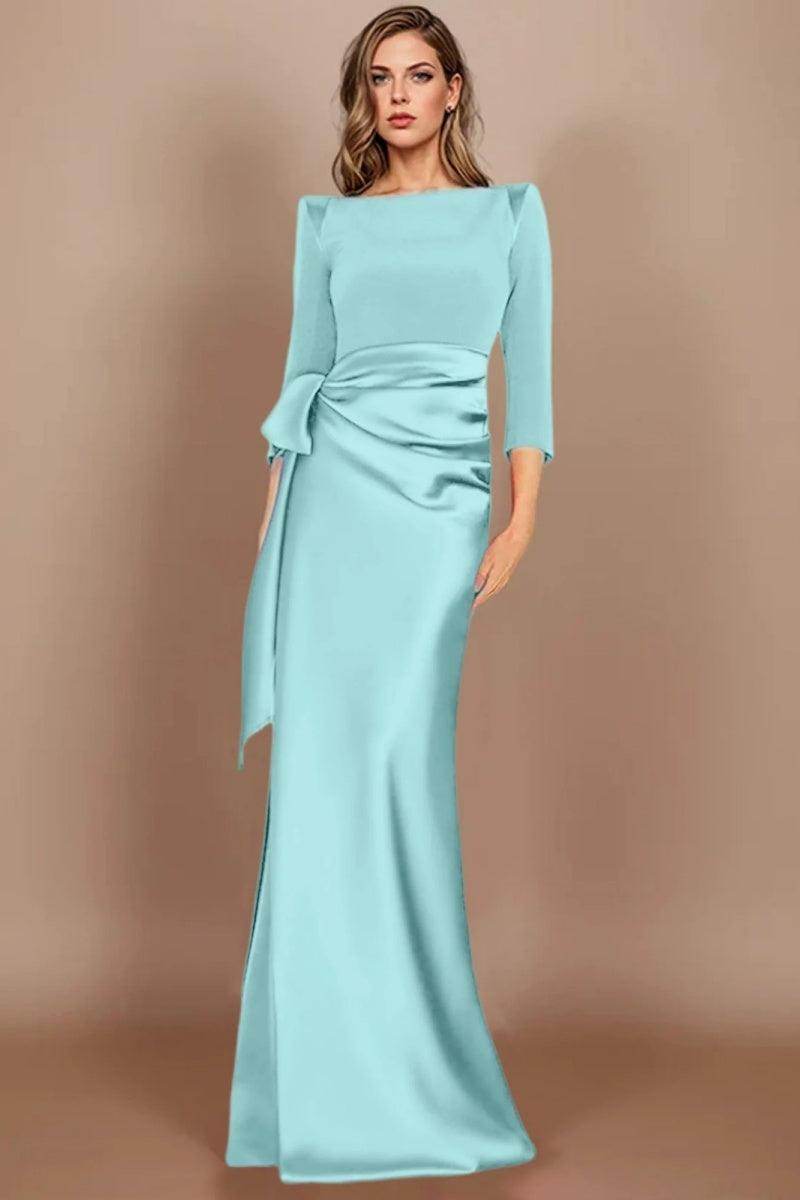 Sheath Scoop 3/4 Length Sleeves Floor Length Mother Dresses CM0380