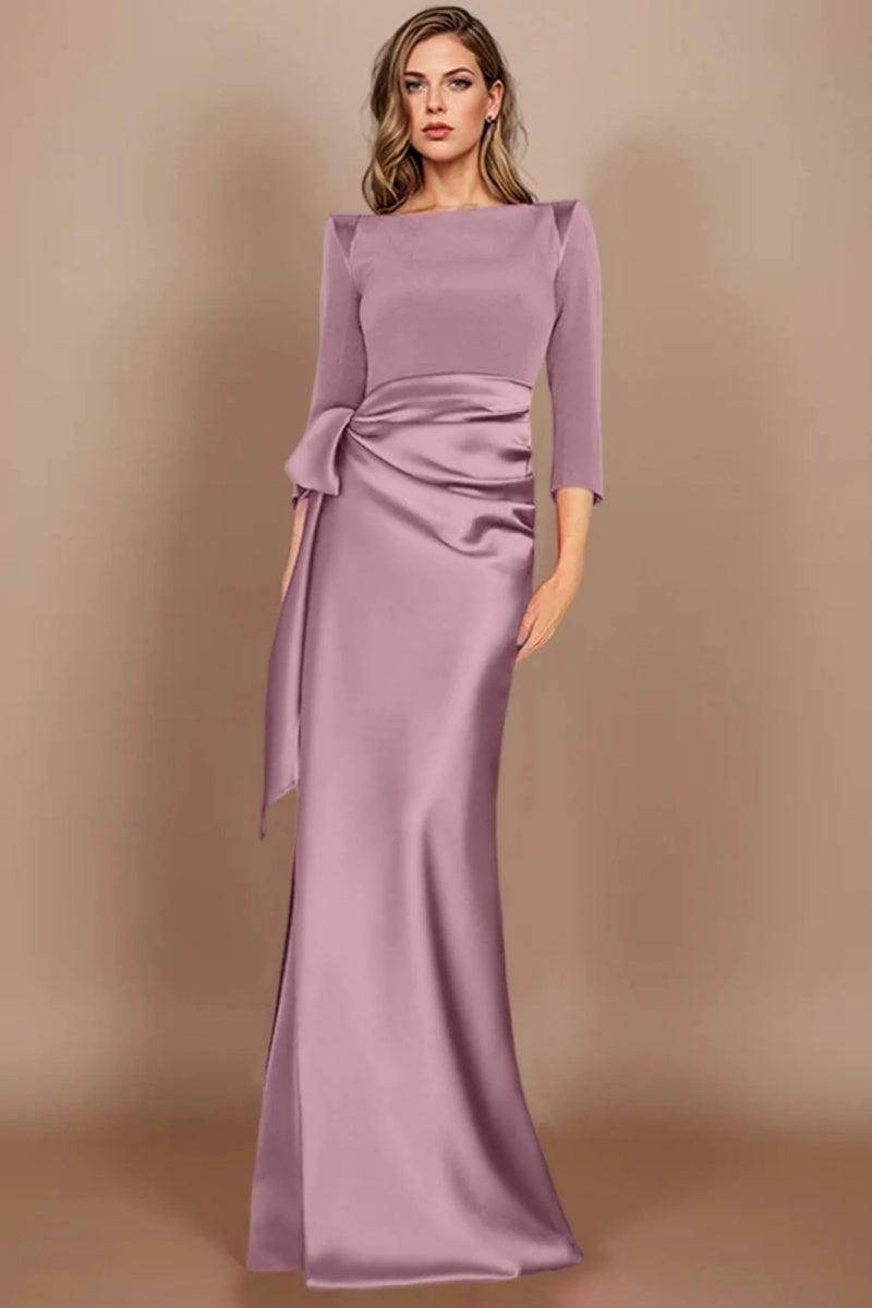 Sheath Scoop 3/4 Length Sleeves Floor Length Mother Dresses CM0380