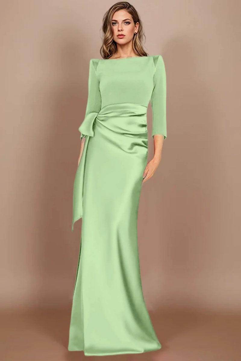 Sheath Scoop 3/4 Length Sleeves Floor Length Mother Dresses CM0380