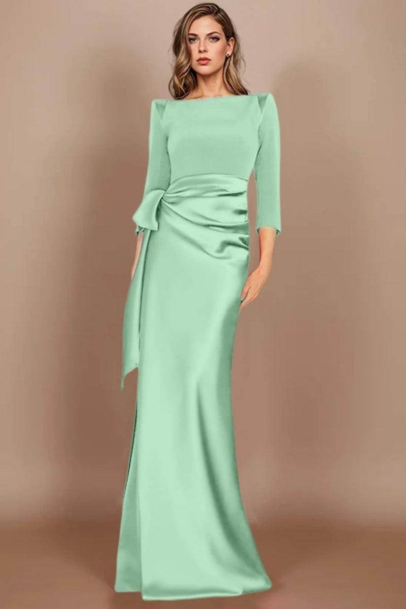 Sheath Scoop 3/4 Length Sleeves Floor Length Mother Dresses CM0380