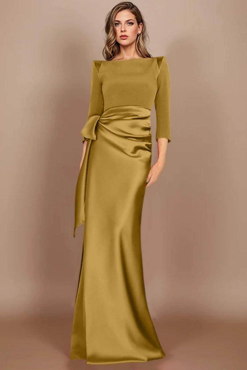 Sheath Scoop 3/4 Length Sleeves Floor Length Mother Dresses CM0380