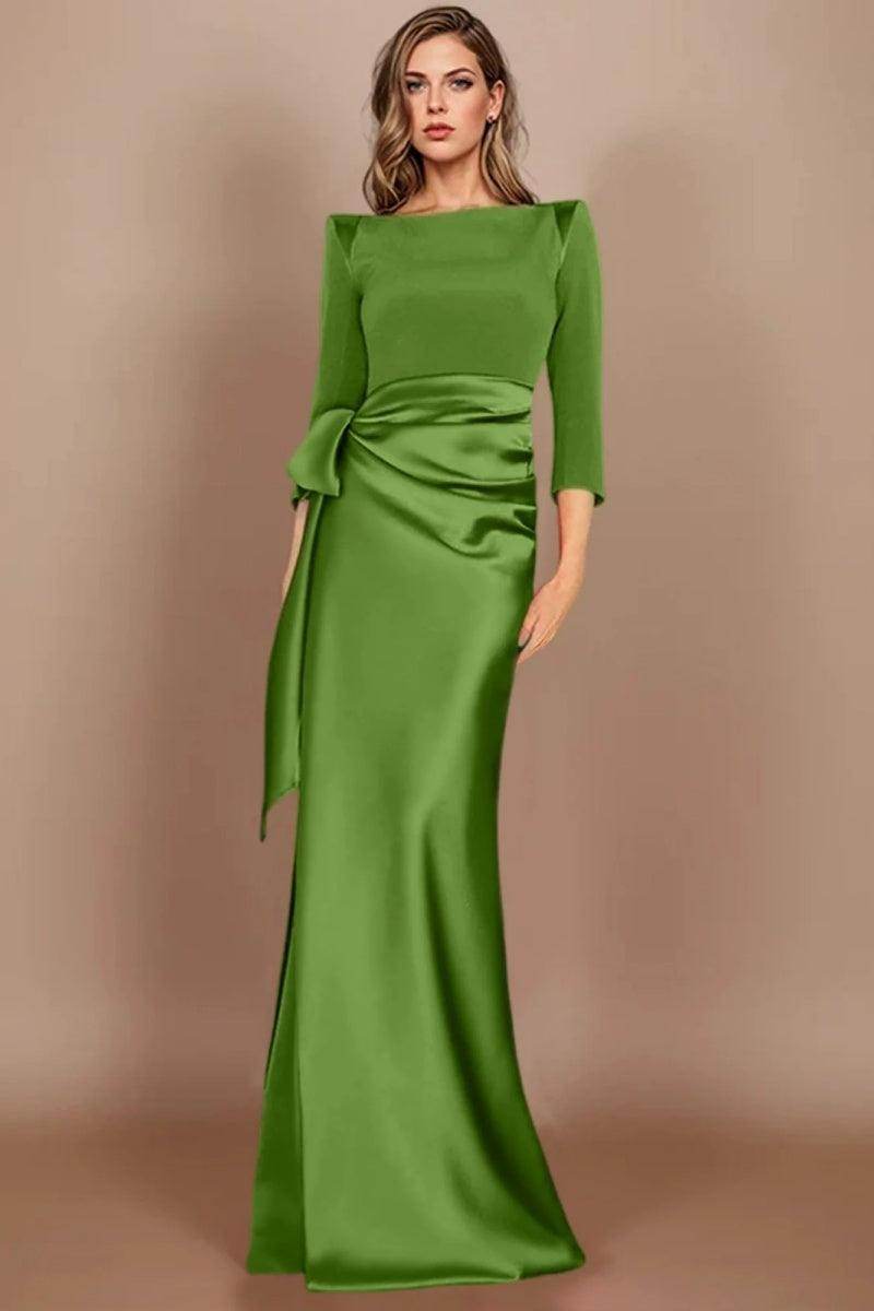 Sheath Scoop 3/4 Length Sleeves Floor Length Mother Dresses CM0380