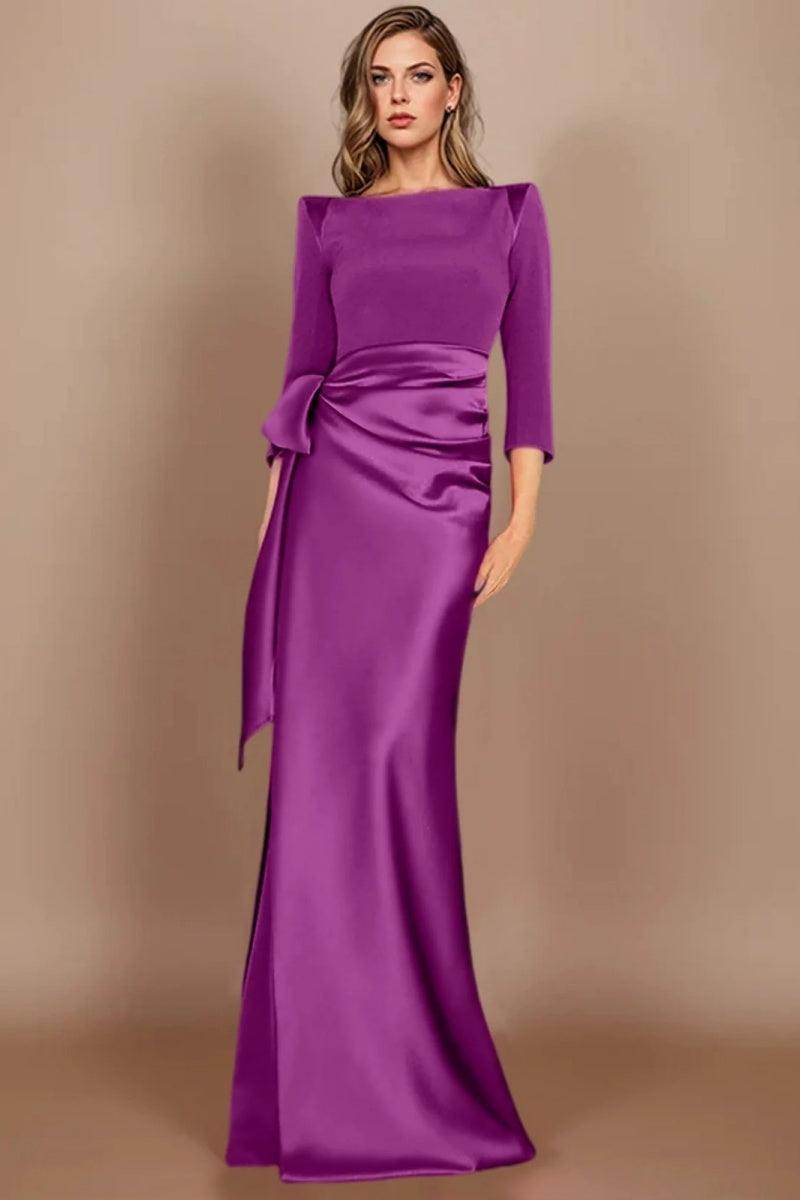 Sheath Scoop 3/4 Length Sleeves Floor Length Mother Dresses CM0380