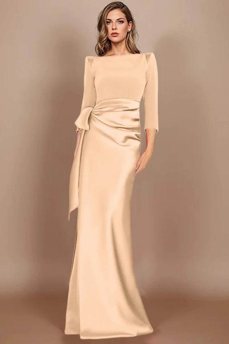 Sheath Scoop 3/4 Length Sleeves Floor Length Mother Dresses CM0380