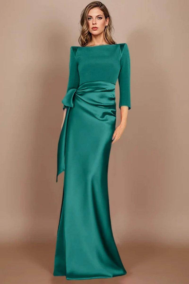 Sheath Scoop 3/4 Length Sleeves Floor Length Mother Dresses CM0380