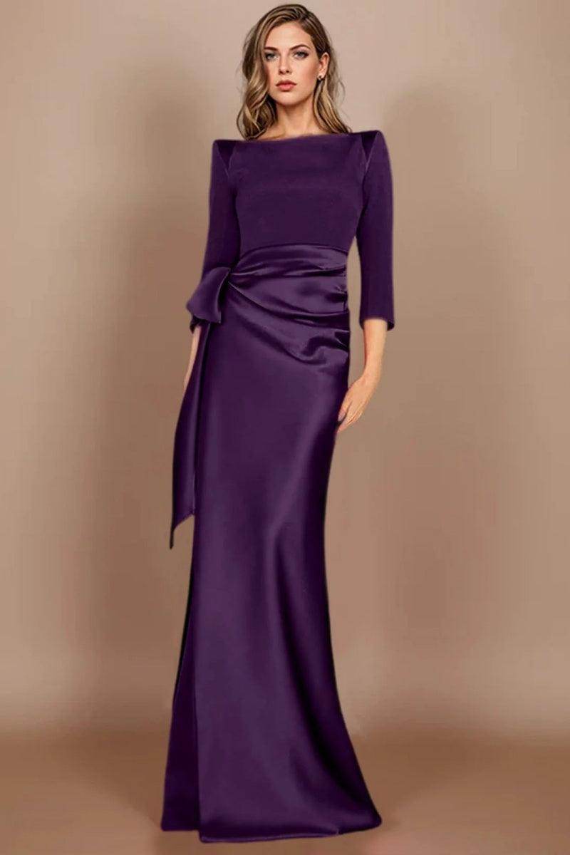 Sheath Scoop 3/4 Length Sleeves Floor Length Mother Dresses CM0380