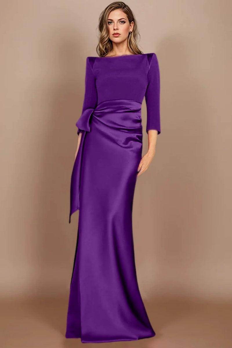 Sheath Scoop 3/4 Length Sleeves Floor Length Mother Dresses CM0380