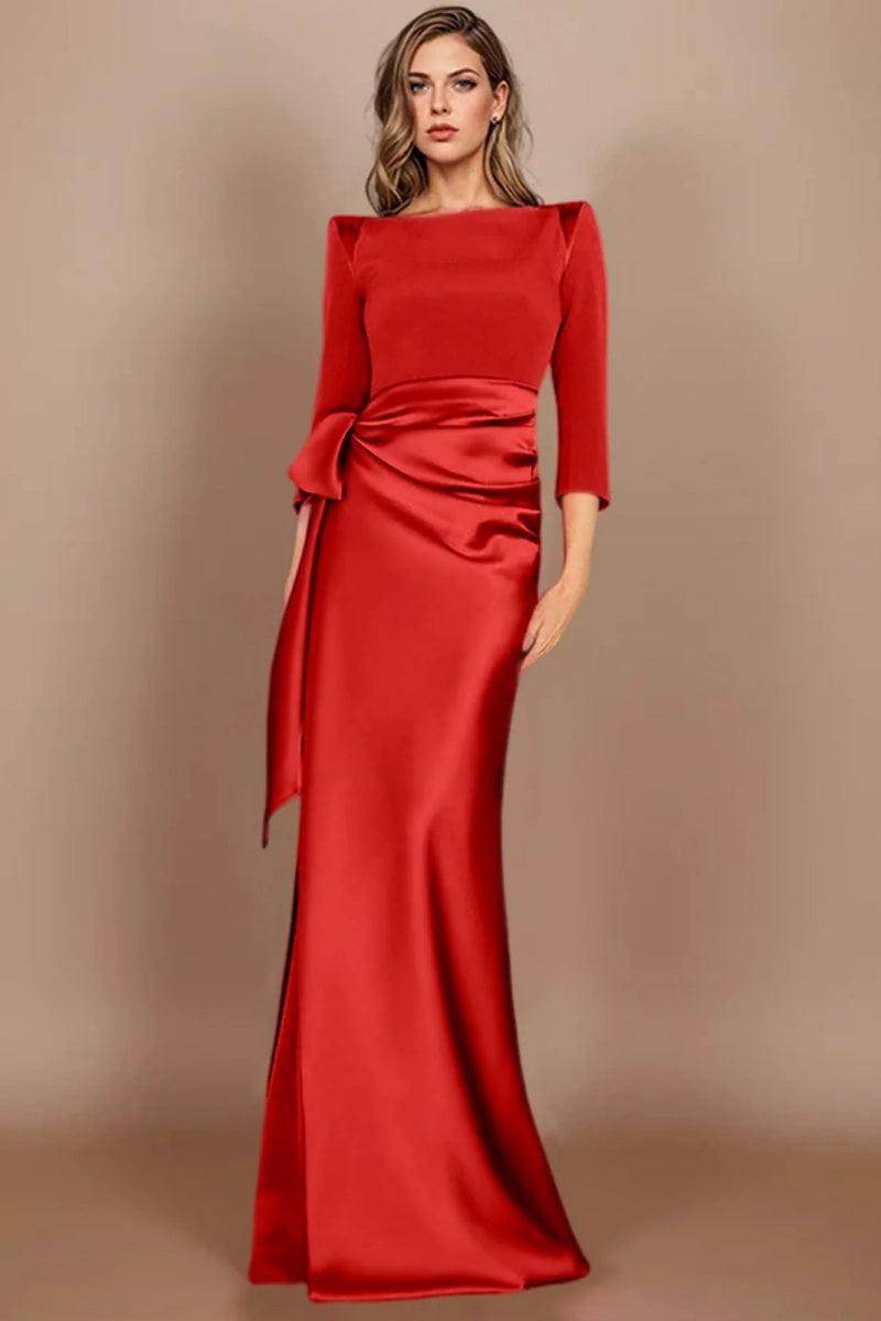 Sheath Scoop 3/4 Length Sleeves Floor Length Mother Dresses CM0380