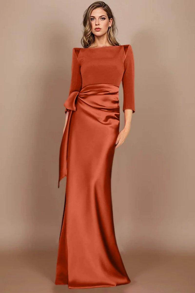 Sheath Scoop 3/4 Length Sleeves Floor Length Mother Dresses CM0380