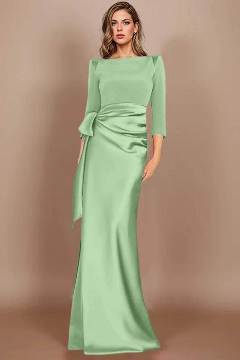 Sheath Scoop 3/4 Length Sleeves Floor Length Mother Dresses CM0380