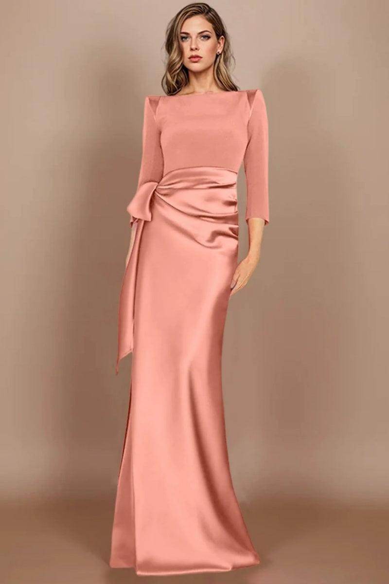 Sheath Scoop 3/4 Length Sleeves Floor Length Mother Dresses CM0380