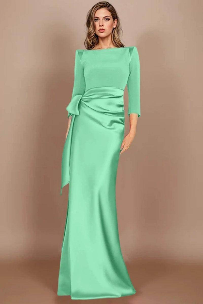 Sheath Scoop 3/4 Length Sleeves Floor Length Mother Dresses CM0380