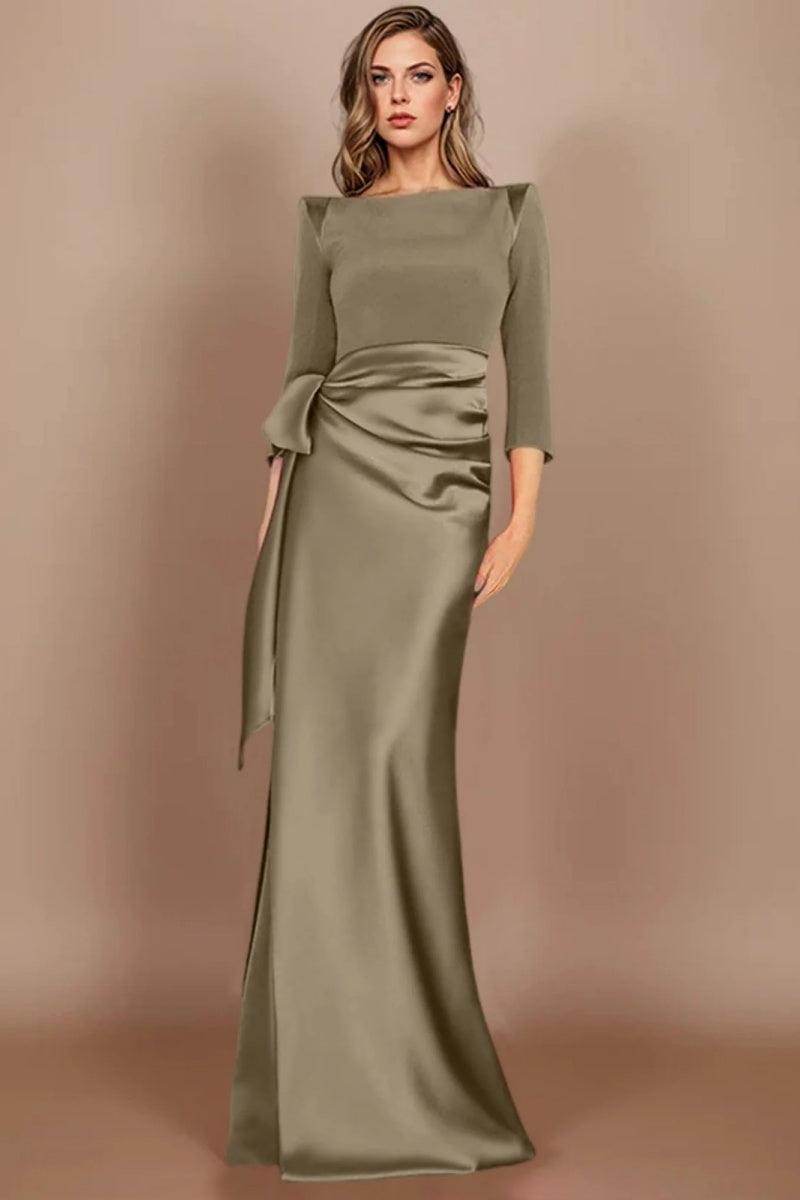 Sheath Scoop 3/4 Length Sleeves Floor Length Mother Dresses CM0380
