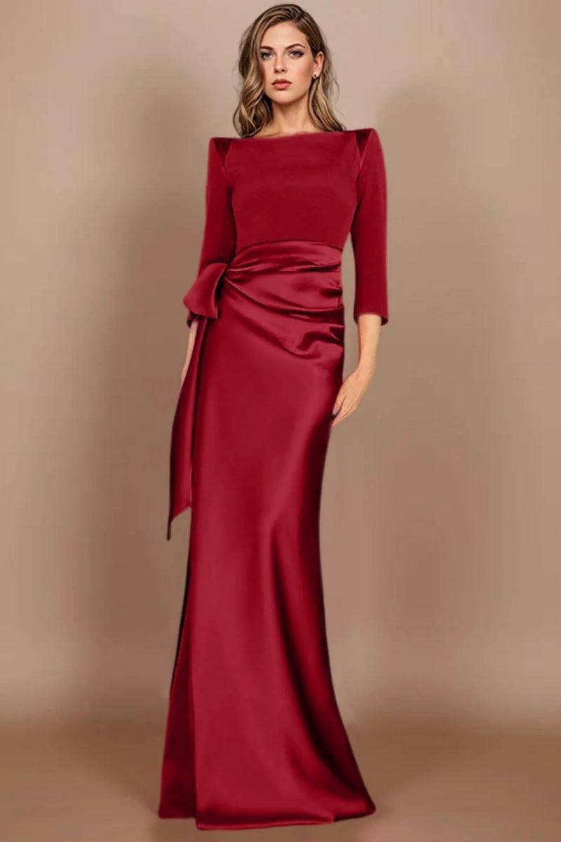 Sheath Scoop 3/4 Length Sleeves Floor Length Mother Dresses CM0380