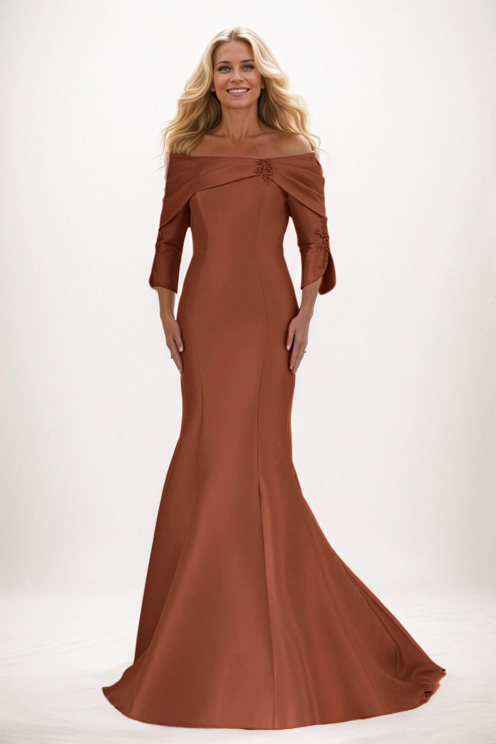 Trumpet-Mermaid Maxi Satin Mother of the Bride Dresses CM0381
