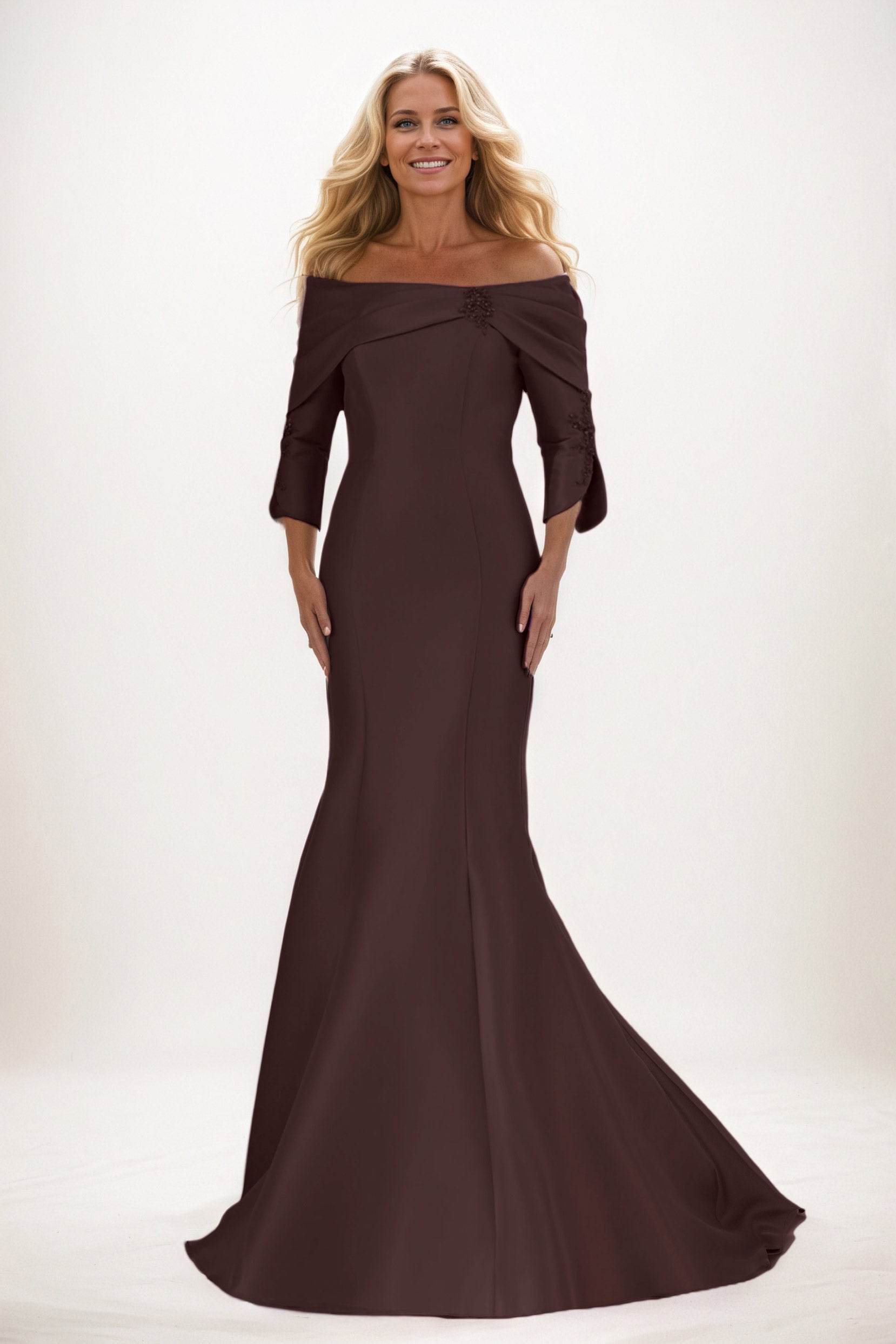 Trumpet-Mermaid Maxi Satin Mother of the Bride Dresses CM0381