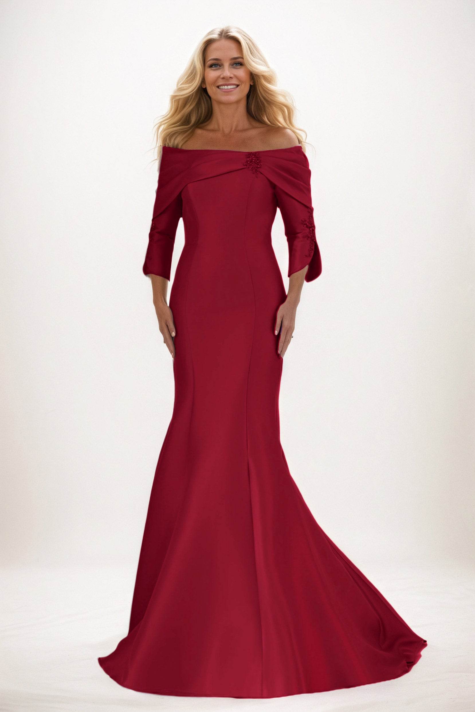 Trumpet-Mermaid Maxi Satin Mother of the Bride Dresses CM0381