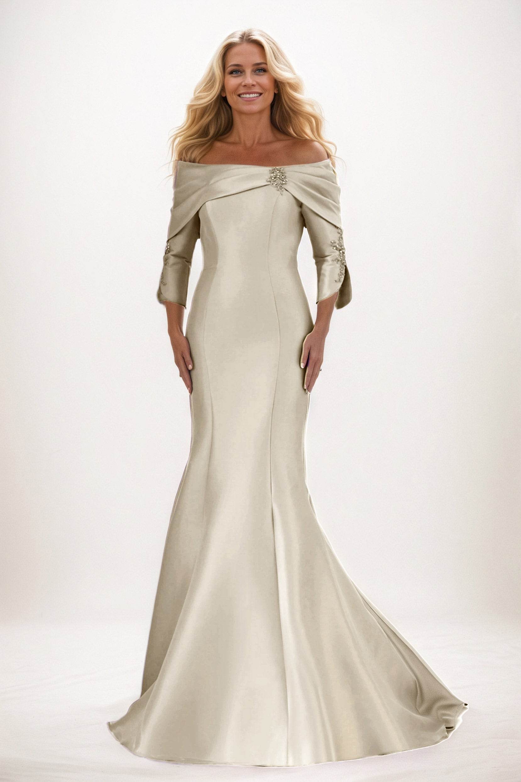 Trumpet-Mermaid Maxi Satin Mother of the Bride Dresses CM0381