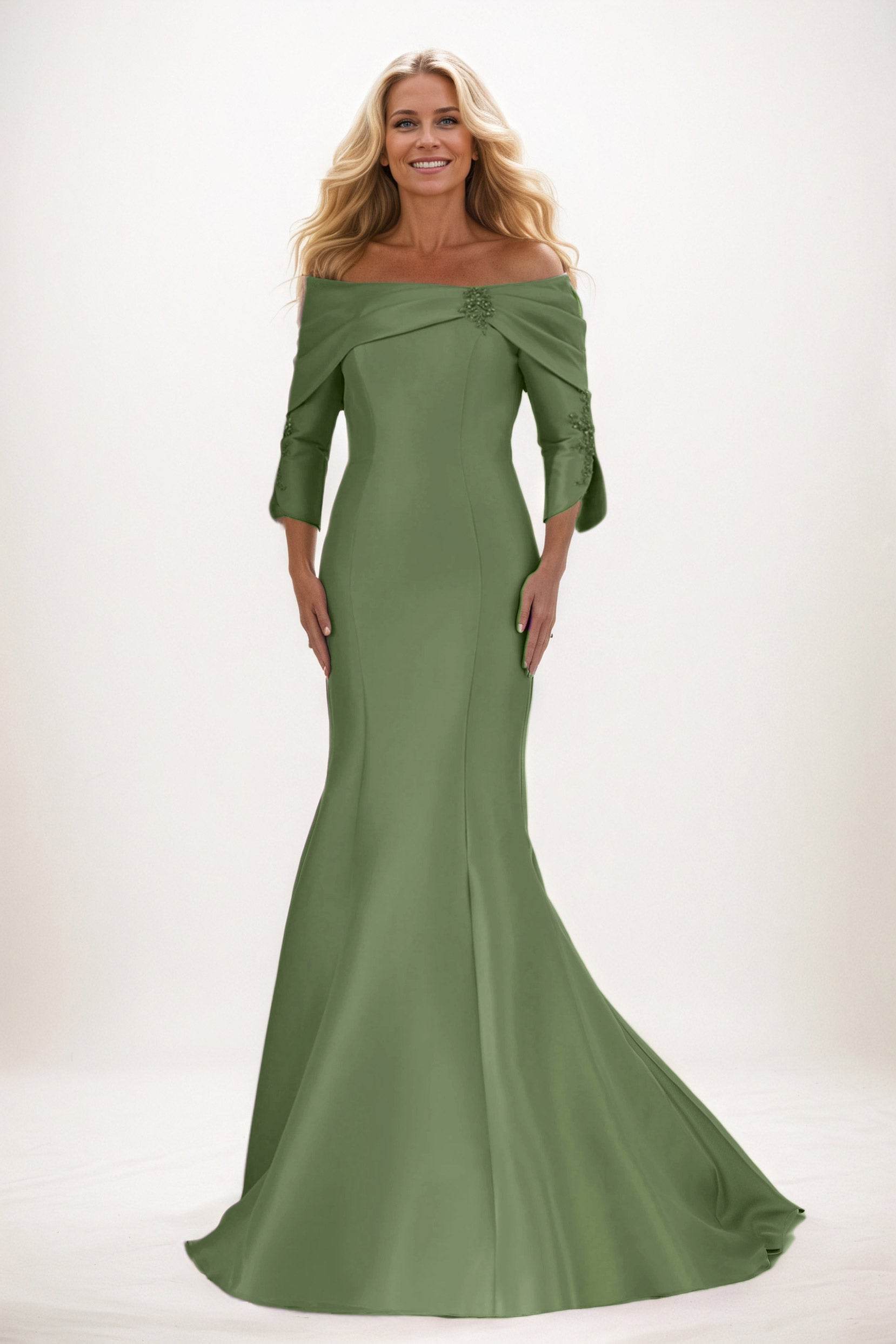 Trumpet-Mermaid Maxi Satin Mother of the Bride Dresses CM0381