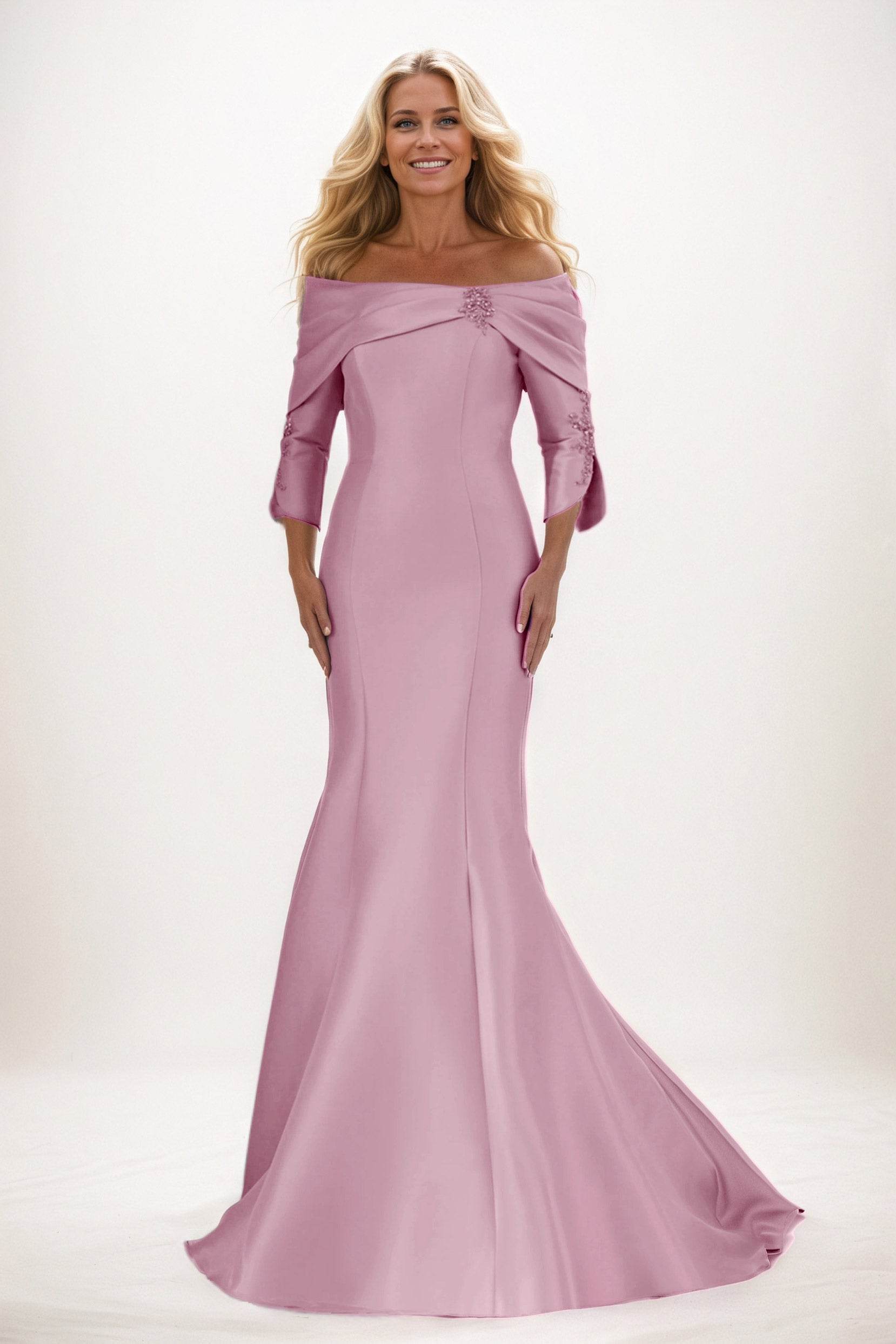 Trumpet-Mermaid Maxi Satin Mother of the Bride Dresses CM0381