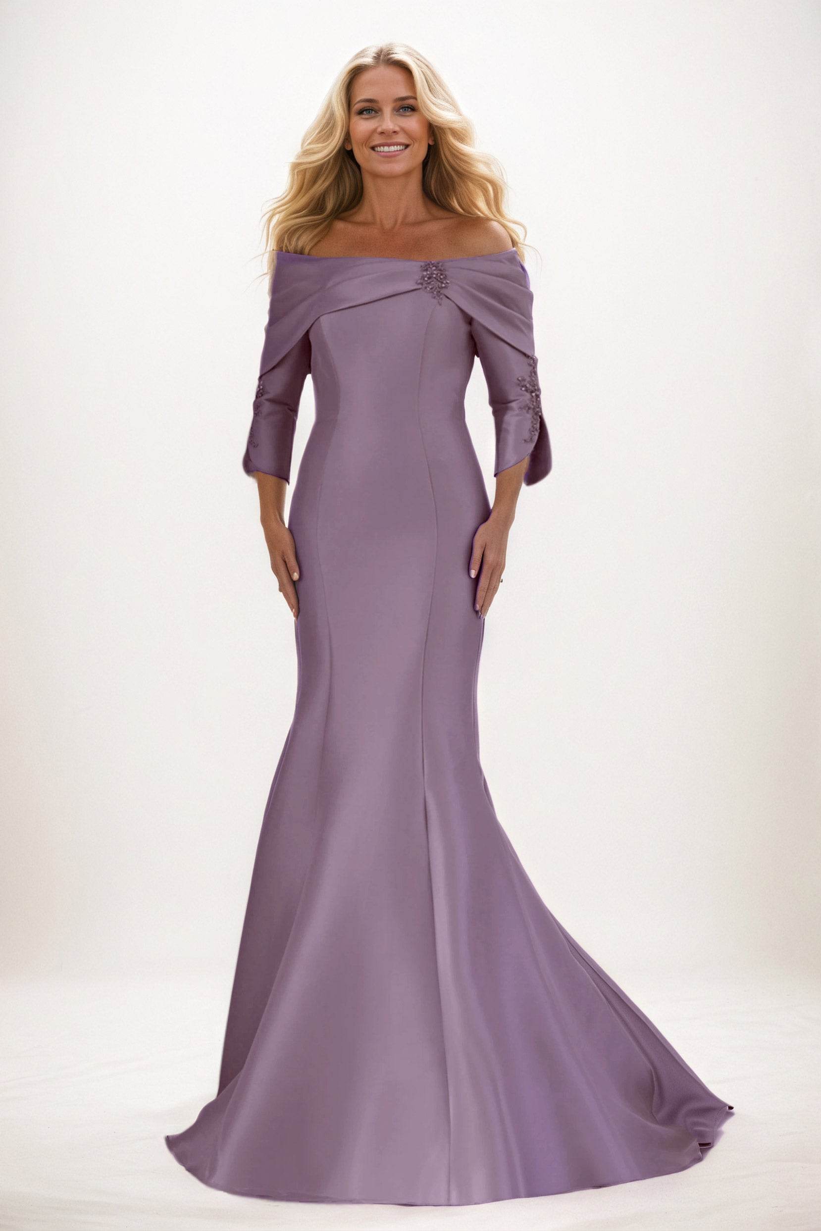 Trumpet-Mermaid Maxi Satin Mother of the Bride Dresses CM0381